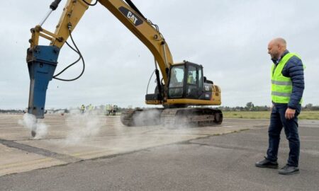 Empezó la obra de remodelación de la pista del Aeropuerto Internacional de Rosario