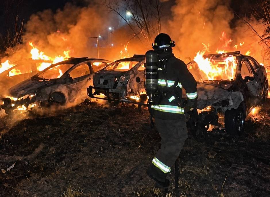 Rosario: Un incendio destruyó cuatro patrulleros de la Policía de Santa Fe